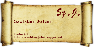 Szoldán Jolán névjegykártya