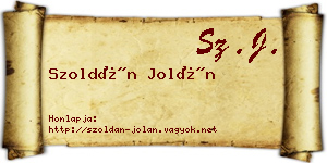 Szoldán Jolán névjegykártya